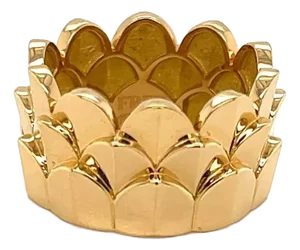Fred of Paris 18k Yellow Gold 12mm Wide 3 Tier Crown Band Ring - Size 7.5