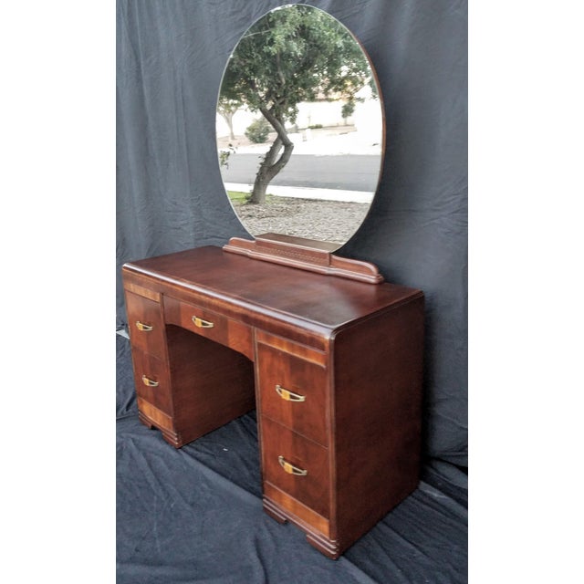1930's Art Deco Waterfall Style Vanity and Mirror 2 Pieces Chairish