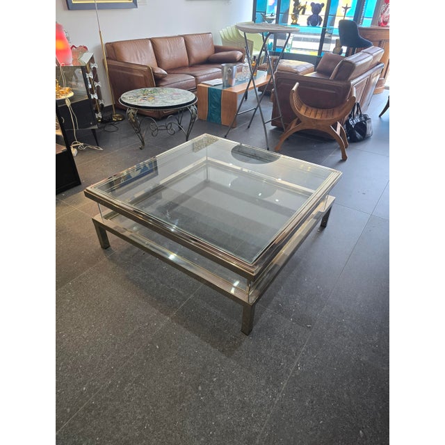 Coffee Table with Sliding Top in Chrome and Glass, 1970s For Sale - Image 11 of 18