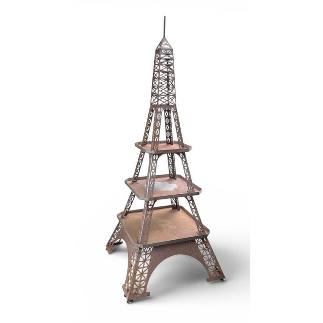 Vintage Metal Eiffel Tower Three Tier Plant Stand 73" Height 29" Width and Depth Bottom Platform 23 x 23" Middle Platform...