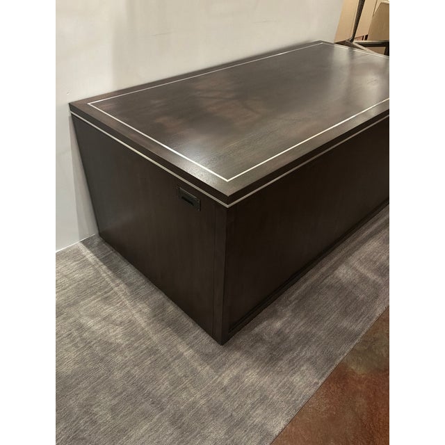 Stylish Hooker Furniture Modern Executive Desk. Multiple drawers, filing cabinets, silver accents, silver hardware....