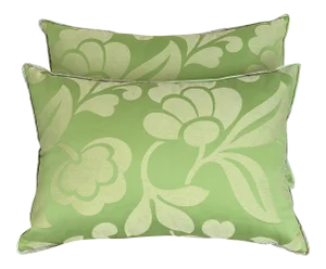Family Room Green Floweret Damask Pillows - a Pair