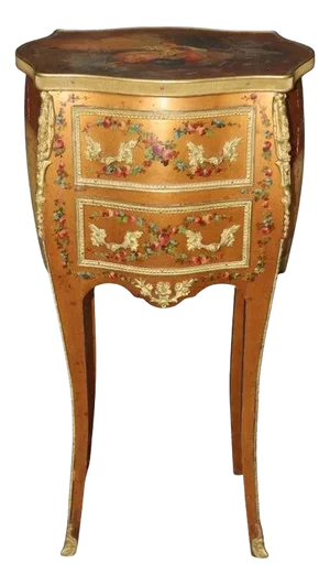 Single Gold Leaf Gilded Vernis Martin Painted French Louis XV Style Nightstand