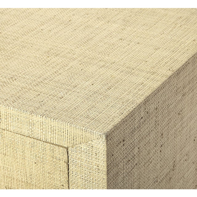 Textile Amelle 24 in. W Rectangular Raffia 2 Drawer Nightstand with Lower Open Shelf, Cream Raffia For Sale - Image 7 of 9