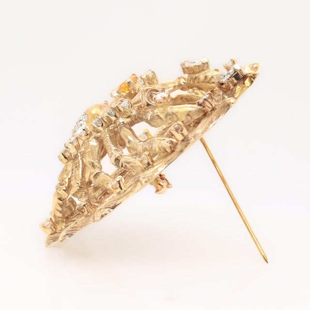 Large 14k Gold, Diamond, and Yellow Sapphire Spider & Web Brooch For Sale - Image 13 of 13