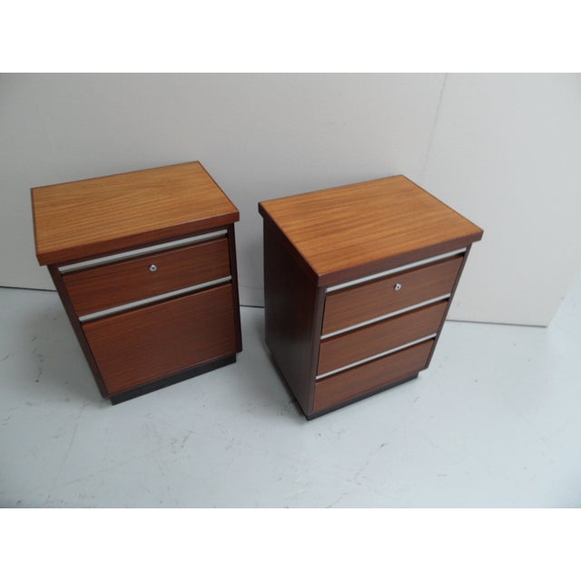 Maroon Mid-Century Mahogany Filing Cabinets, 1950s, Set of 2 For Sale - Image 8 of 13