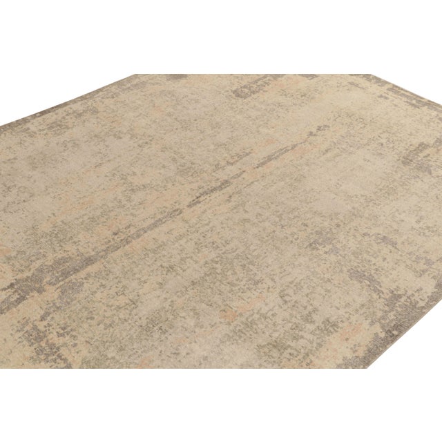 Modern Distressed Style Modern Rug in Gray & Beige Abstract Pattern by Rug & Kilim For Sale - Image 3 of 6