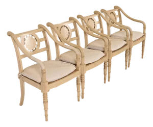 Baker Furniture British Colonial Armchairs, Set of Four