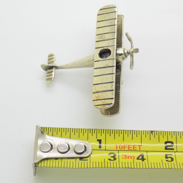 Vintage Italian Handmade Genuine Silver Airplane Figurine, 1980s For Sale - Image 11 of 12