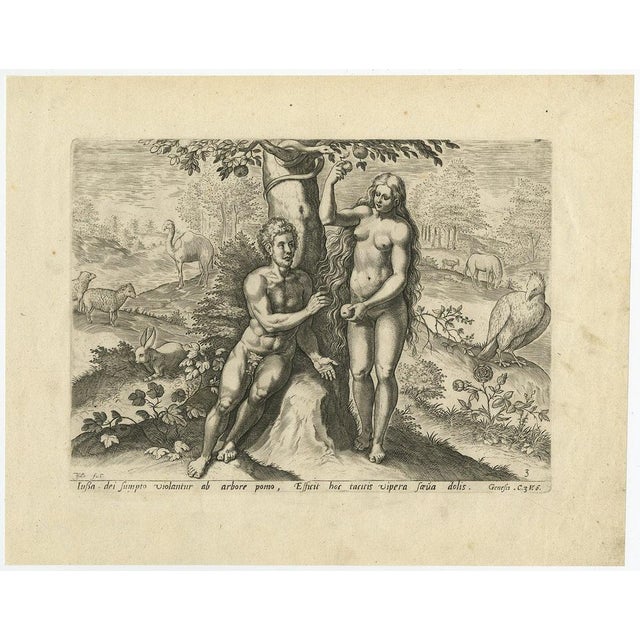 Antique print, titled: 'Lussa dei sumpto violantur ab arbore pomo, Efficit hoc tacitis vipera saeua dolis. This original...