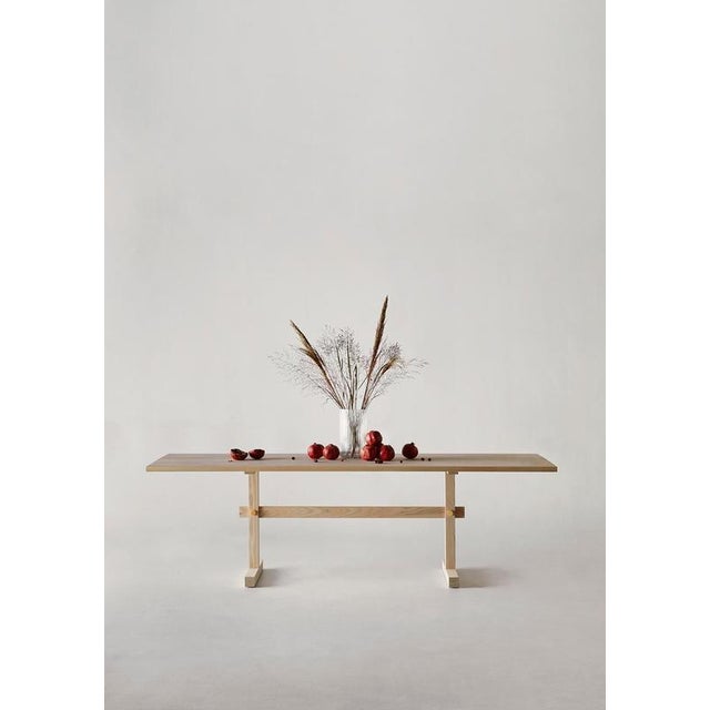 Wood Gaspard Dining Table 240 in Light Oak and Brass by Eberhart Furniture For Sale - Image 7 of 18