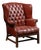 Vintage Wingback Tufted Leather Chesterfield Armchair in Burnt Red For Sale