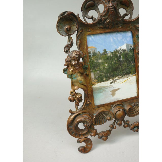 Brown Neo-Baroque Picture Frame with Neptune, Putti and Shells, Bronze, Germany, 1890s For Sale - Image 8 of 18