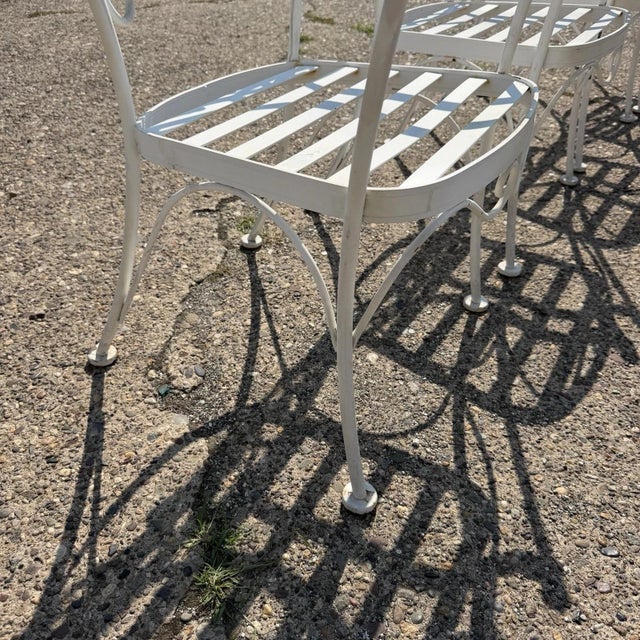 Late 20th Century Wrought Iron Scrolling Patio Dining Arm Chairs by Crown Leisure - Set of 4 For Sale - Image 9 of 18