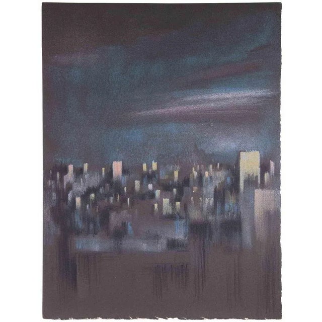 The Buildings in the night is an original mixed media, realized by Bernadette Kelly in about 1980 s. Is not signed The...