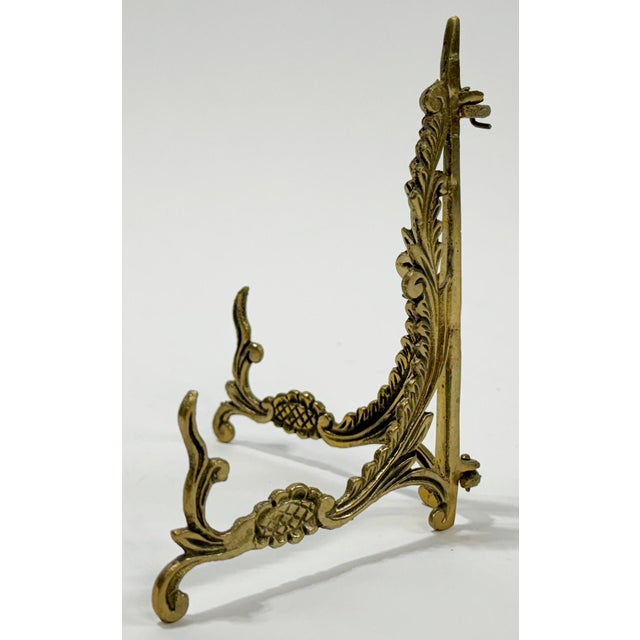 Vintage Brass Scrolled Floral Motif Collapsible Table Easel For Sale - Image 4 of 7
