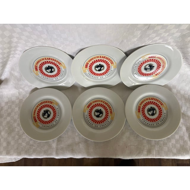 Linen 1960s Set of 6 French Cheese Plates For Sale - Image 8 of 9