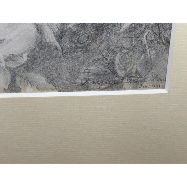 Margaret Faulkner, Portrait of a Young Girl, Pencil Drawing, Late 19th Century, 1895, Paper, Framed For Sale - Image 3 of 14