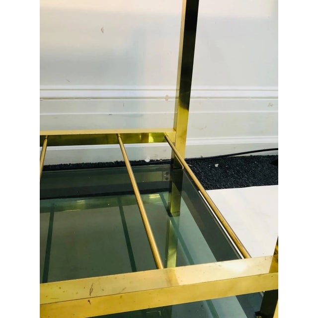 Metal 1970s Italian Brass Bar Cart With Smoke Glass Shelves For Sale - Image 7 of 10