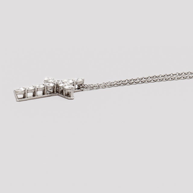 Tiffany & Co. Platinum & Diamond Pendant Cross 16-Inch Necklace For Sale - Image 13 of 18