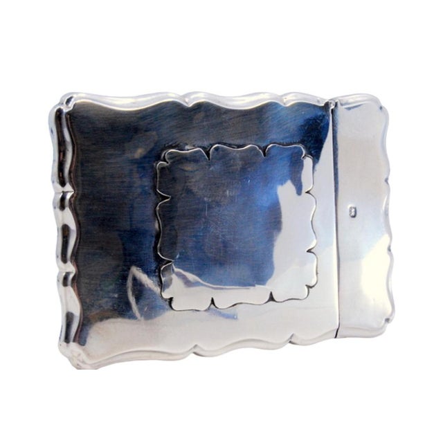 Plain Silver Card Case with Central Monogram Application and Wavy Contours For Sale - Image 9 of 9