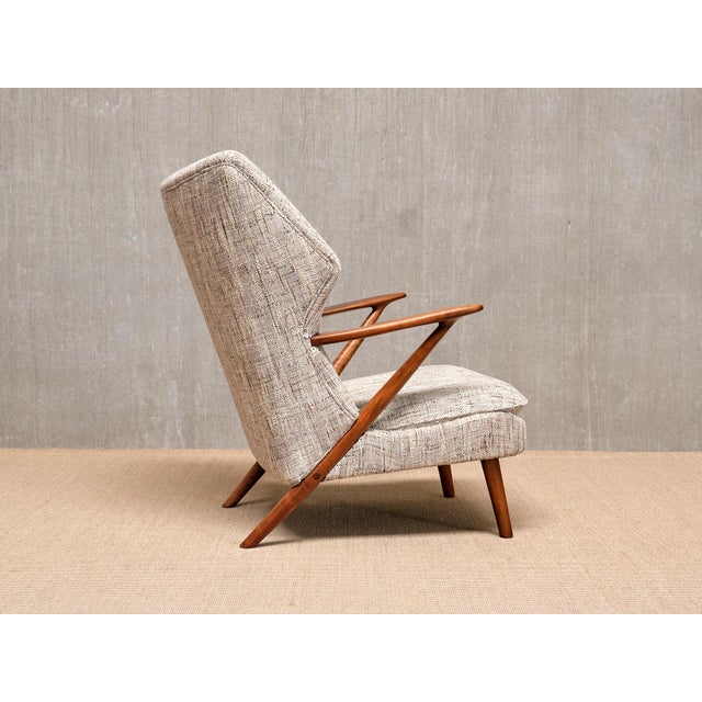 1950s Model 221 Lounge Chair in Élitis Tweed Fabric by Kurt Olsen for Slagelse Møbelværk, 1950s For Sale - Image 5 of 16