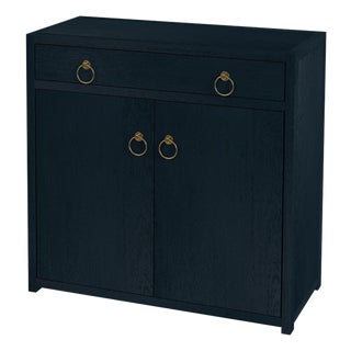 Lark 31 in. W Rectangular Wood Accent Storage Cabinet with 1 Drawer and 2 Doors, Navy Blue For Sale