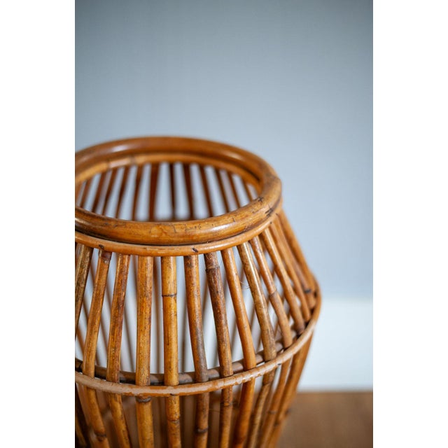 Wood Light-Finish Rush Umbrella Stand, Italy, 1970 For Sale - Image 7 of 10