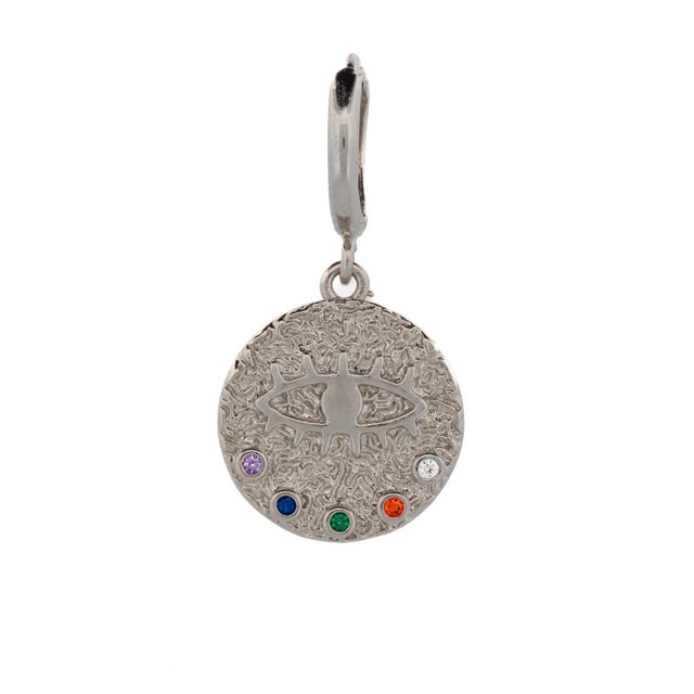 Early 21st Century Powerful Talisman Evil Eye Silver Earrings, A Pair For Sale - Image 5 of 8