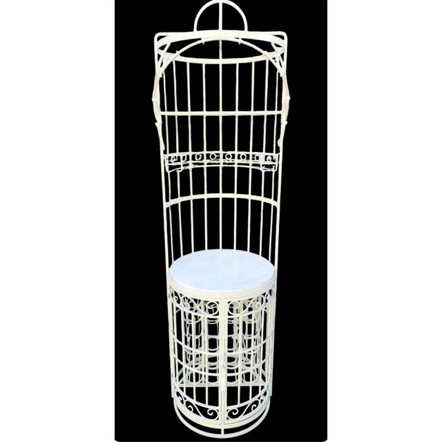 White Vintage Massive Lacquered Iron Marble White 28 Bottle Freestanding Pagoda Top Wine Rack Holder For Sale - Image 8 of 9