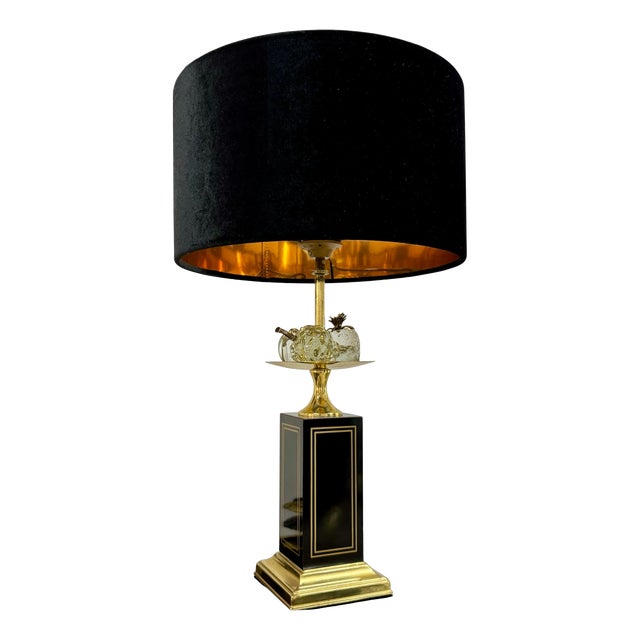 Hollywood Regency Table Lamp with Glass Fruit from Maison Charles, France, 1970s For Sale
