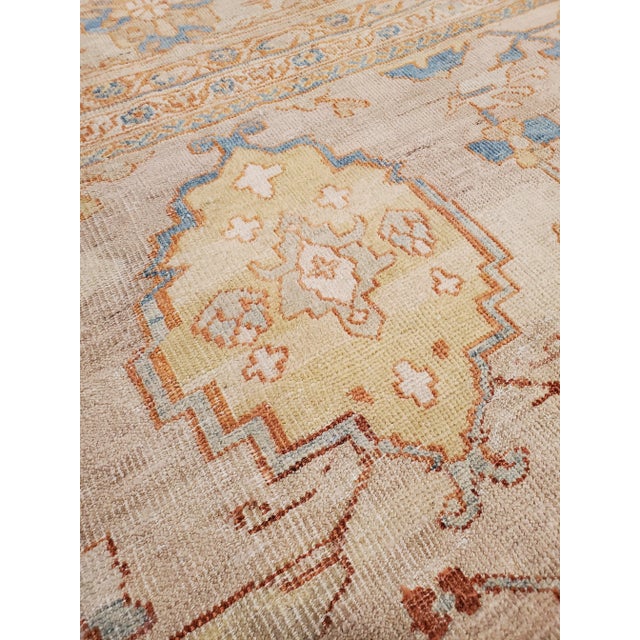 Traditional Antique Persian Sultanabad Carpet, Wool Ivory, Lt Blue Oriental Rug Hand Knotted For Sale - Image 3 of 13