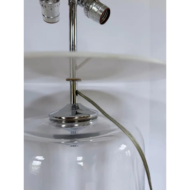 1970s 1970s Original John Saladino Modern Blown Glass Cylindrical Table Lamps, Pair For Sale - Image 5 of 6