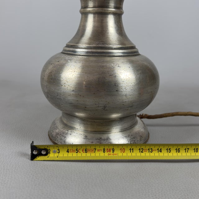 Vintage Silver Plated Brass Table Lamp with Fabric Shade, 1960s For Sale - Image 9 of 11