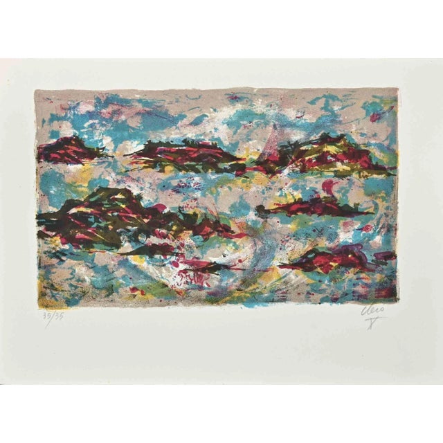 Abstract Composition is an original etching and aquatint on ivory-colored paper realized by Claude Clero. Hand-signed on...