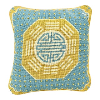 Vintage Chinoiserie Needlepoint Pillow For Sale