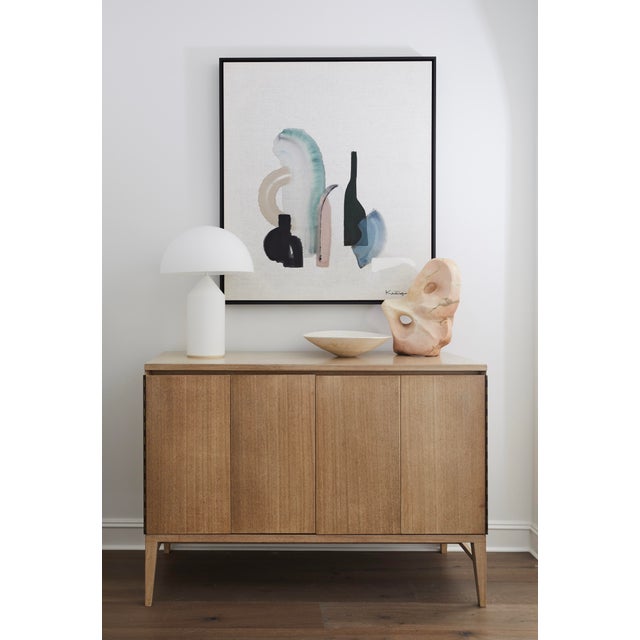 Iconic Oluce Atollo table lamp in the medium size, designed by Vico Magistretti. A classic 1970s Italian design with a...