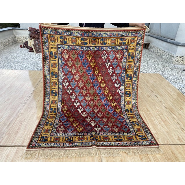 Vintage Shirvan Wool Rug, Red Floral Sprig For Sale - Image 10 of 12