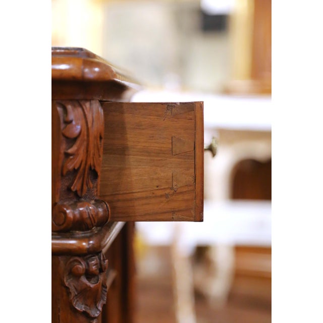 Pair of 19th Century French Louis XV Marble Top Carved Walnut Nightstands For Sale - Image 9 of 13