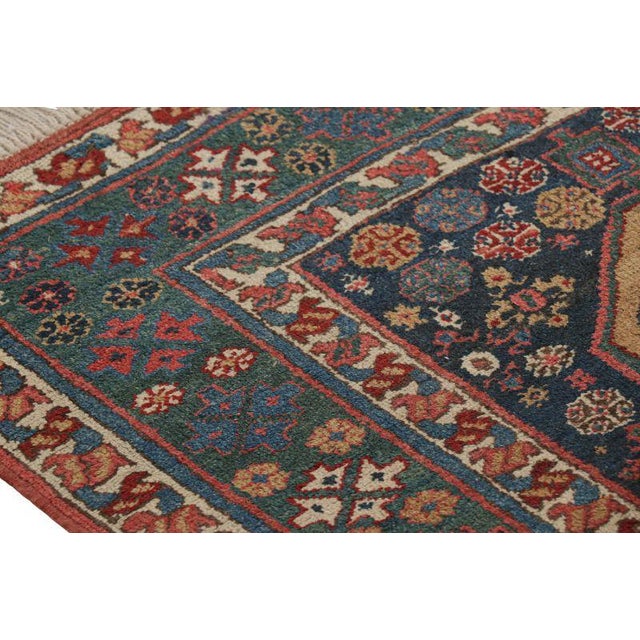 Mid-Century Modern Vintage Extra-Long Runner Rug in Blue With Geometric Medallions - Rug & Kilim For Sale - Image 3 of 7