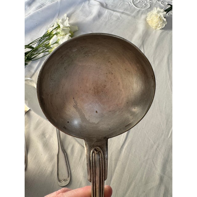 Silver-Plated Metal Cutlery Set, Set of 4 For Sale - Image 3 of 6