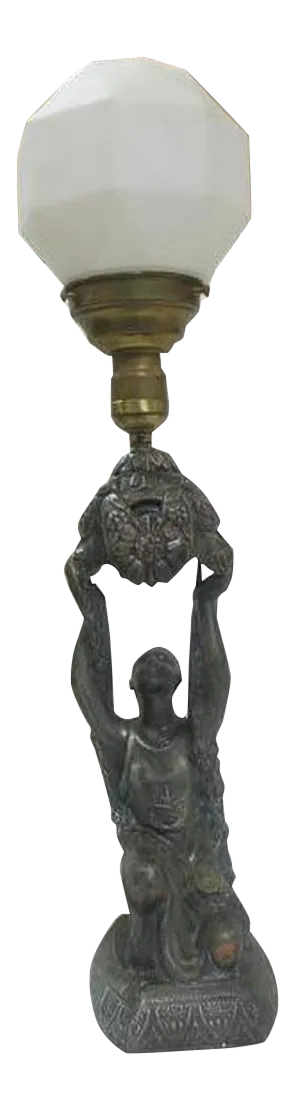 Art Deco Spelter Joan of Arc Table Lamp by La Belle