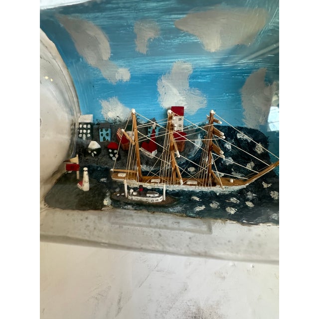Blue 1950s Folk Art New England Ship in a Bottle For Sale - Image 8 of 8