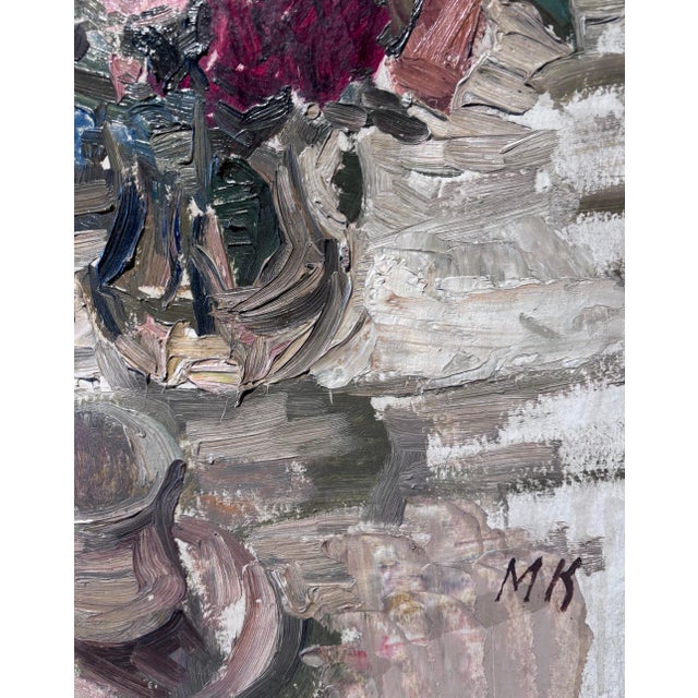 1980s Maya Kopitzeva, Vase of Roses, 1980s, Oil on Cardboard, Framed For Sale - Image 5 of 8