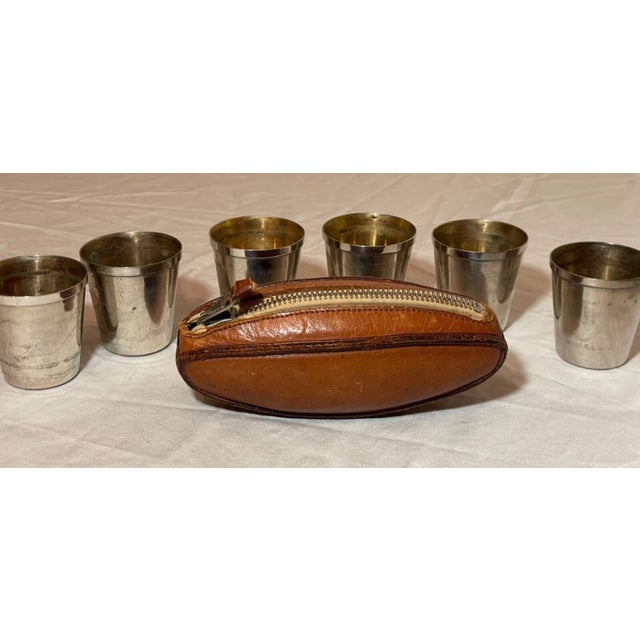 Up for sale is a high quality antique handmade German shot glass barware set. The leather case is handmade out of high...