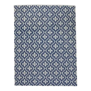 Turkish Handmade Kilim Rug Blue Flatweave Rug 10'3" X 14'5" For Sale
