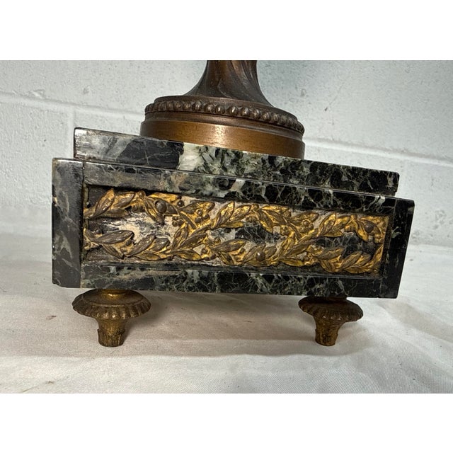 Antique Ornate Bronze Patinated Marble Victorian Ewer Mantle Garniture Vase For Sale - Image 12 of 15