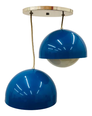 Vtg Mid Century Modern Double Pendant Chandelier by Lightolier