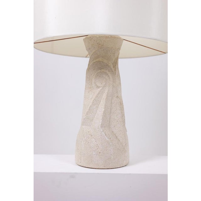 Beige Carved Stone Table Lamp, 1970s For Sale - Image 8 of 14