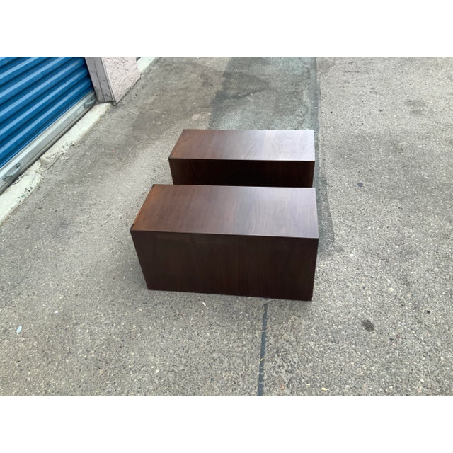 Brown 1990s Modern Walnut Low Profile End Tables - Set of 2 For Sale - Image 8 of 9